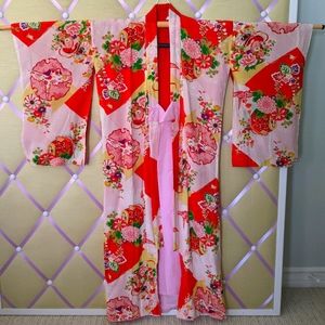 Authentic Girl's Peony Print fully lined Kimono